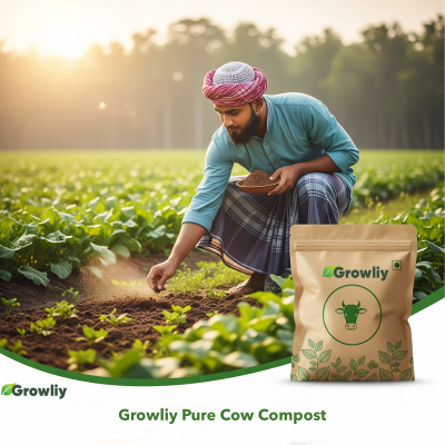 Growliy Pure Cow Compost ( 50KG ) – 100% Organic Powdered Cow Dung Fertilizer